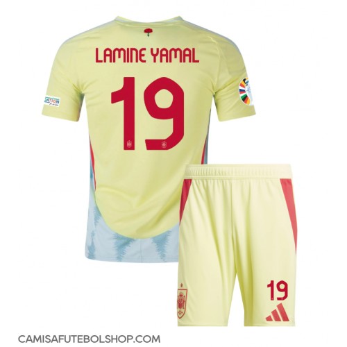 Camisa de time de futebol Espanha Lamine Yamal #19 Replicas 2º Equipamento Infantil Europeu 2024 Manga Curta (+ Calças curtas)